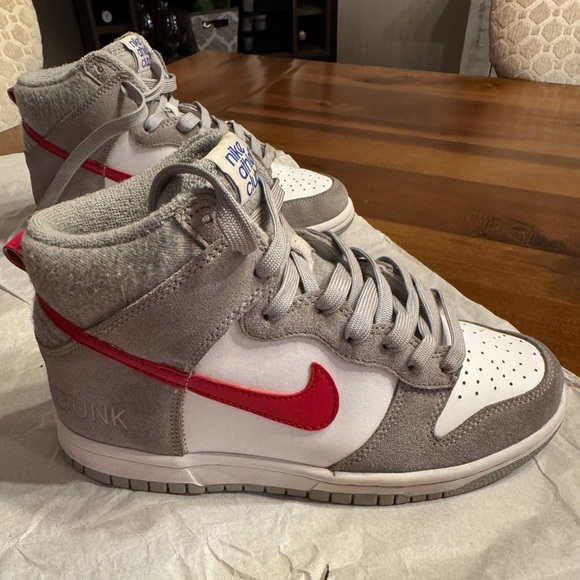 Nike Dunk High Light Smoke Grey Gym Red size 4.5Y - Picture 4 of 16